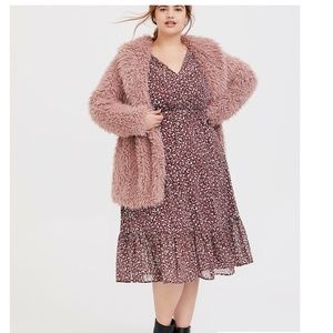 WALNUT LEOPARD CHIFFON MIDI DRESS 1X